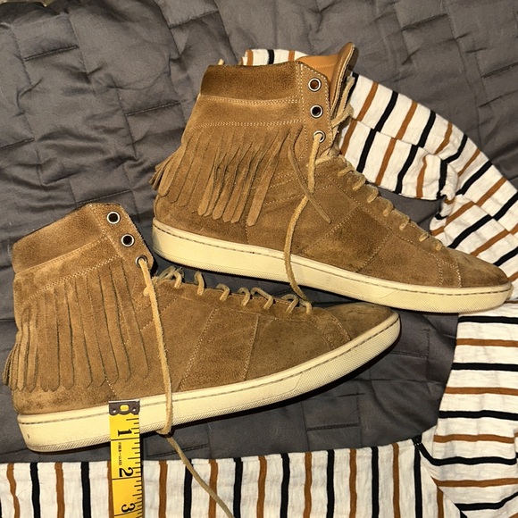 Yves Saint Laurent Shoes Tan Suede Fringed High Top Sneakers Size: 42 - Picture 7 of 7